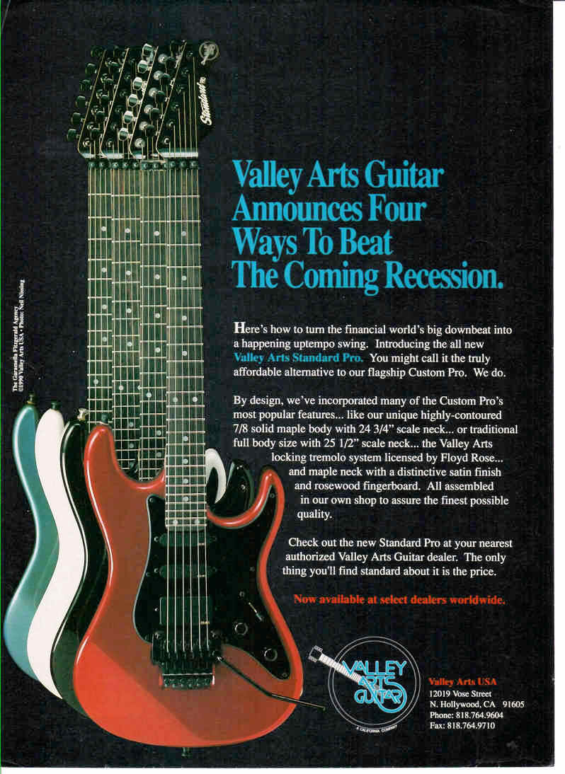 Standard Pro (solid) started at $1400.00 (1989) - Valley Arts 